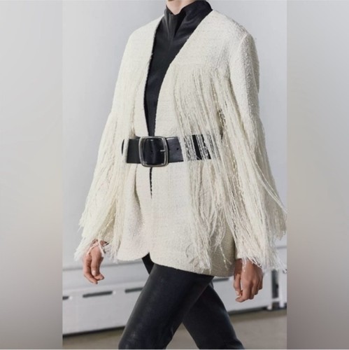 Zara boucle fringe blazer - boucle,