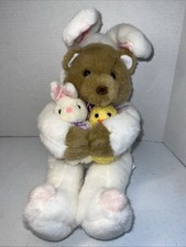 VINTAGE PLUSH CREATIONS TEDDY BEAR IN BUNNY Costume DUCK STUFFED ANIMAL 16”