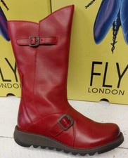 Ladies Fly London Mes 2 Rug Mid Calf Leather Zip Boots