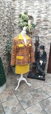 Vintage 80s 90s Multi Color Blazer Yellow Velvet Skirt Nathalie Chaize Party