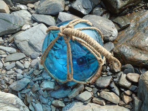 Large turquoise glass fishing - glass,
