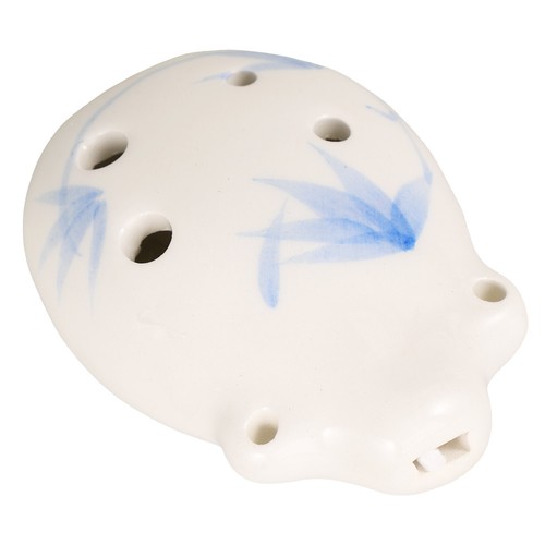 White six hole ceramic ocarina - white,