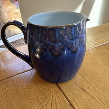 Vintage Denby Midnight Blue Jug 9cm Creamer Milk Abstract Floral England