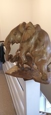 Large Wooden Elephant and Calf