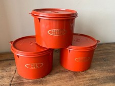 Vintage Tupperware Burnt Orange Round Tea Coffee Sugar Storage Container 70s 80s