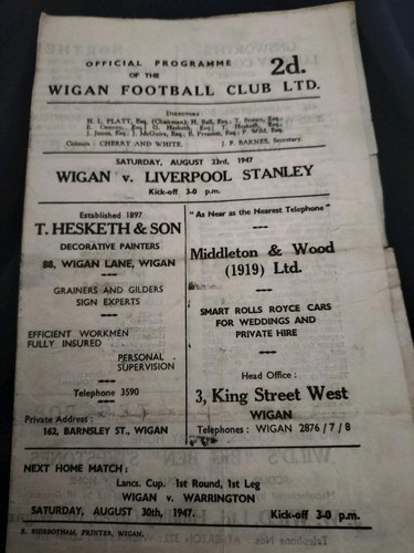 Vintage rugby league programme - vintage,