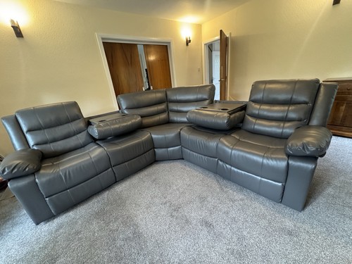 Recliner grey leather - recliner, corner