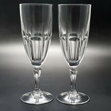 X2 Cut Lead Crystal Champagne Flutes Pattern Clear Panelled Faceted Stem Party