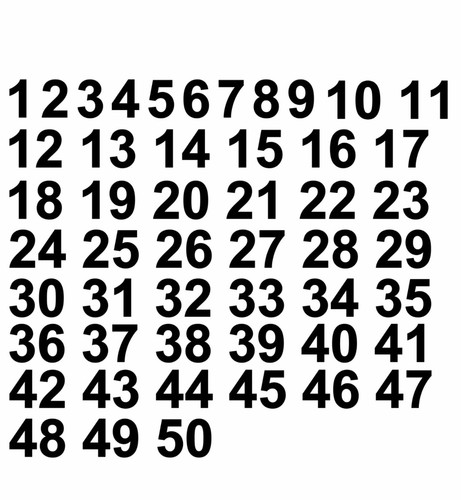 Numbers set of vinyl - 50,