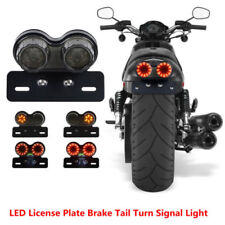 Motorcycle LED Twin Dual Tail Turn Signal Brake License Plate Integrated Light