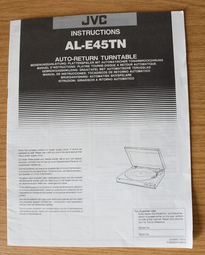 Jvc e45tn instructions book - al-e45tn,