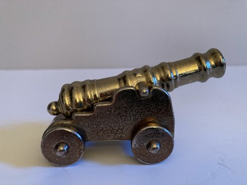 Vintage brass cannon ornament - brass,