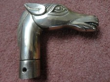 Antique HORSE HEAD Walking Stick Brass Handle FROM TIPPLE FLASK