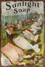 Sunlight Soap Aged Look Advert Vintage Retro Style Metal Sign, laundry washing
