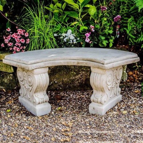 Stone cast curved - garden, bench