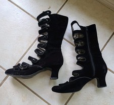 Bordello Whimsey 115 Black Velvet Eight-Strap Boots US Size 11 / EUR 42