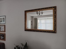 Victorian Ornate Gold Gilt Overmantle Beveled Plate Glass Heavy Mirror C1880