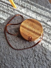 Round Woven Rattan Crossbody