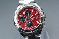 [Near MINT] SEIKO Chronograph 7T92-0CA0 Red Dial Date Quartz Men's Watch JAPAN