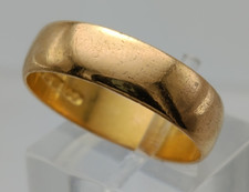 Vintage 22ct Gold Band Ring, Wide 5.75 mm, Size S 1/2, 6.1 Grams. Clean Polished