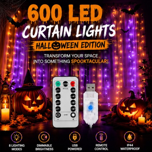 600 led curtain - led, fairy