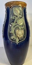 ANTIQUE ROYAL DOULTON STONEWARE VASE. Anna Neil & Eliza Stock. Art Nouveau. 10”