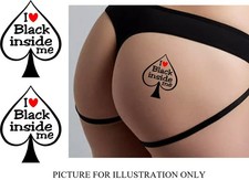 I love Black inside me Tattoo 2pcs Queen of Spades Hotwife Cuckold BBC Adult UK