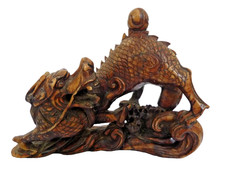 Antique Chinese Soapstone Dragon Figurine Chasing Pearl c.1920s – No Base