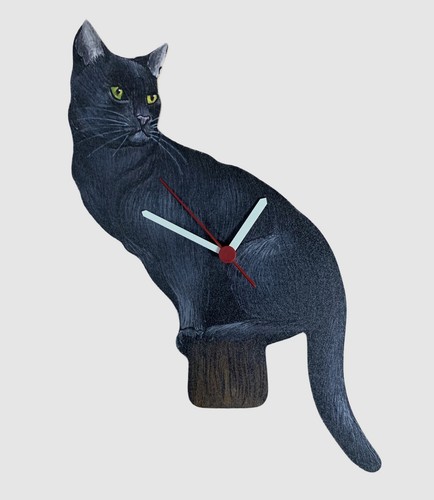 Black cat clock - black,