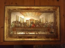 Vintage Da Vinci’s The Last Supper 3D Mould Wall Hanging Art Framed 49cm x 32cm