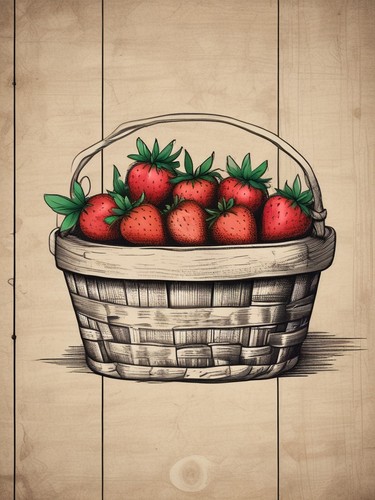 Strawberry basket farmhouse - strawberry,