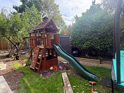 Wooden outdoor playhouse with - outdoor,