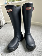 Hunter Balmoral Adjustable Neoprene Lined Wellington Navy/Peppercorn  Supplied