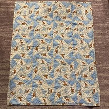 Vintage Disney BAMBI Quilt  Double-Sided Blanket 37.5x30" Blue Thumper Comforter