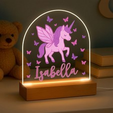 Personalised LED Girl Night Light, Unicorn Light, Kids Night Light Gift