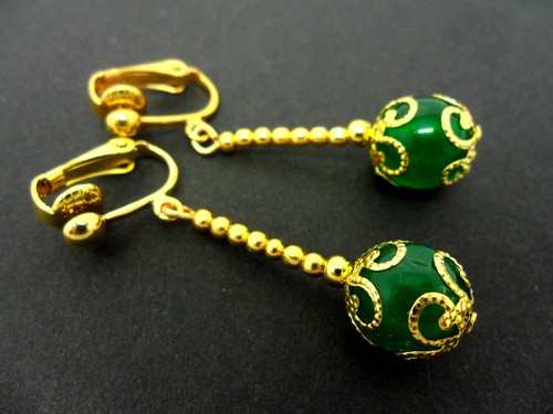 Pair dangly green - of, jade