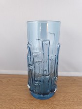 Vintage Swedish Aseda 'Bamboo' Blue Art Glass Vase By Bo Bergstrom C1960's