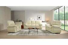 Leather Sofa Suite 3+2+1 Seater – Black, Brown, Cream, Grey  & FootStools VERONA