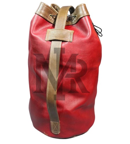 Enuine red leather - duffel, bag