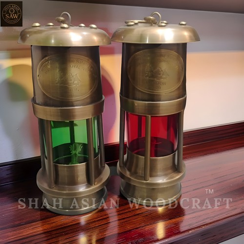 Antique brass lantern set - set, of