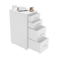 White Metal Filing Cabinet 4 Drawer Office Storage Cupboard on Castors
