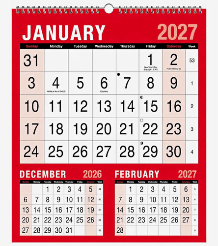 2027 calendar three months - three,