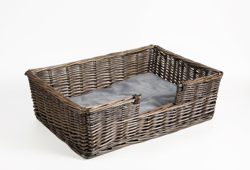 Grey natural wicker dog bed - wicker,