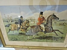 Humorous Hunting Scene Print by John Leech 1865, Antique, Large, Framed.
