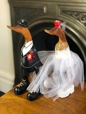 Wooden Bride Groom Duck Wedding Married Couple Bamboo Duck Wedding Gift DCUK