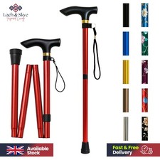 Lightweight Easy Folding Aluminium Walking Stick Cane, Adjustable Height New UK
