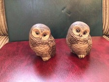 Two Poole Pottery Stoneware Wildlife Sculptures -  Baby Fledgling Owls