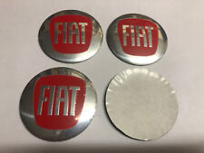 4x Fiat Wheel Centre Sticker Brand New Center Cap Hub 50mm Stickers Silver / Red