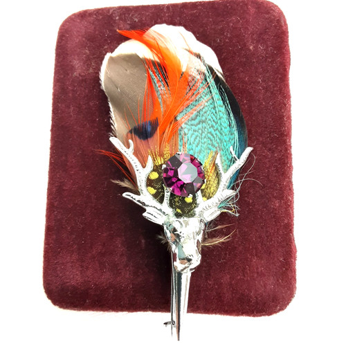 Vtg celtic stag head brooch - stag,