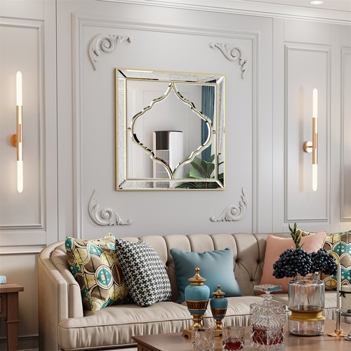 Large square wall mirror gold - large,